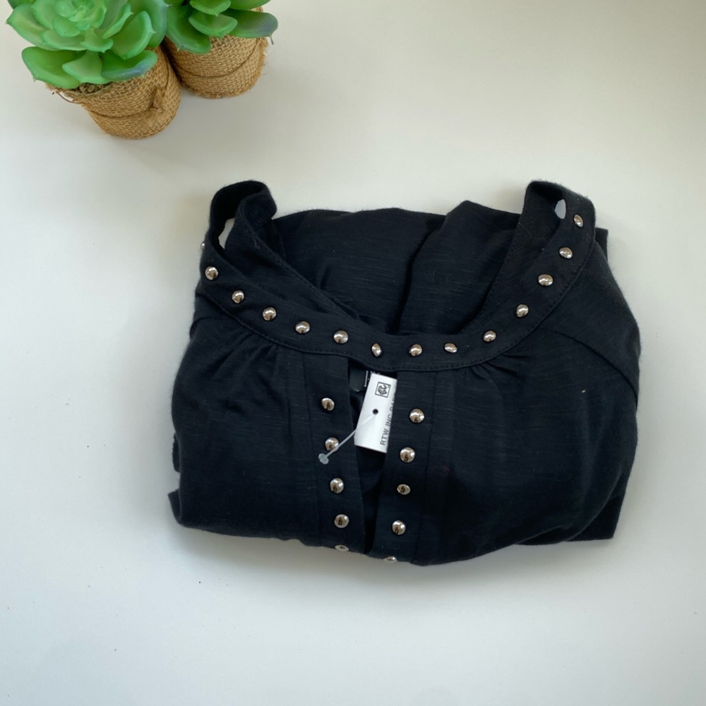 INC Studded Cold-Shoulder Rayon Blk shirt m - Picture 5 of 7